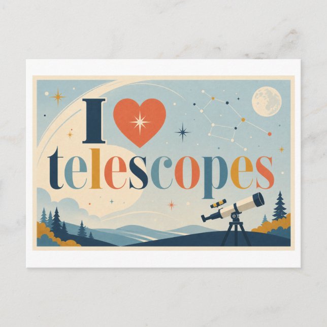 Postal "Me [Corazón] Telescopios" (Anverso)