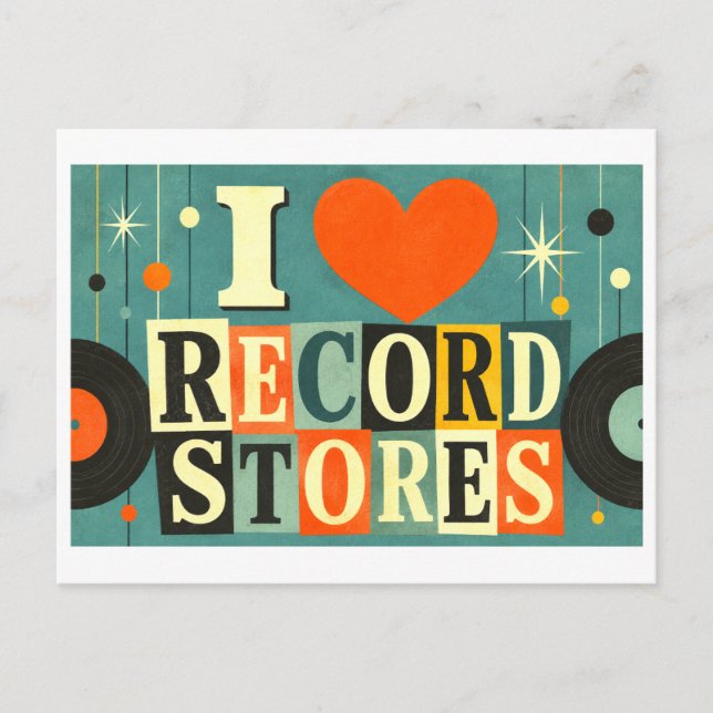 Postal "Me [Corazón] Tiendas de Discos" (Anverso)