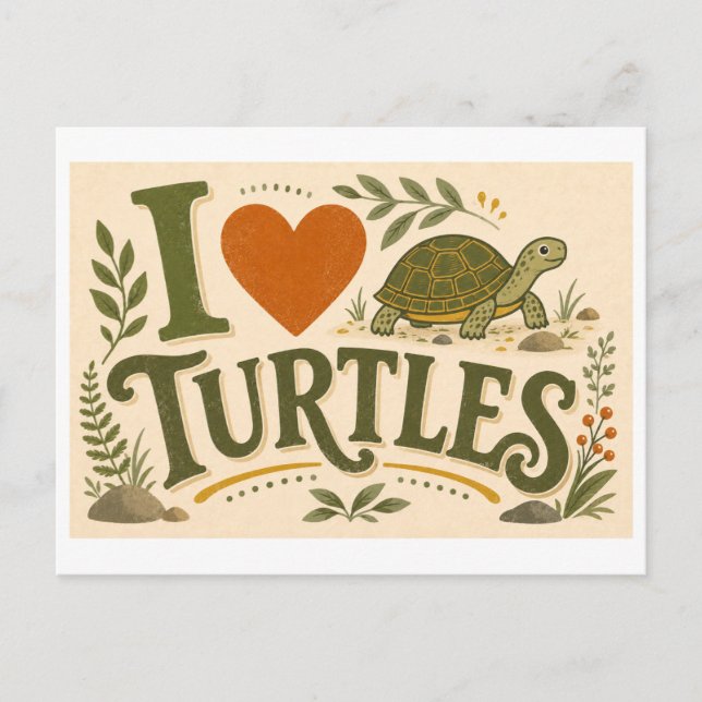Postal "Me [Corazón] Tortugas" (Anverso)