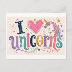 Postal "Me [Corazón] Unicornios"