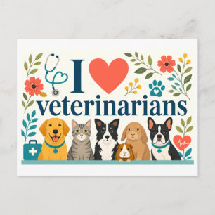 Postal "Me [Corazón] Veterinarios"