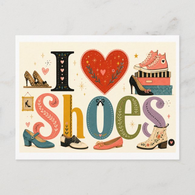 Postal "Me [Corazón] Zapatos" (Anverso)