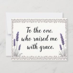 Postal Me crió con gracia mamá con marco de lavanda