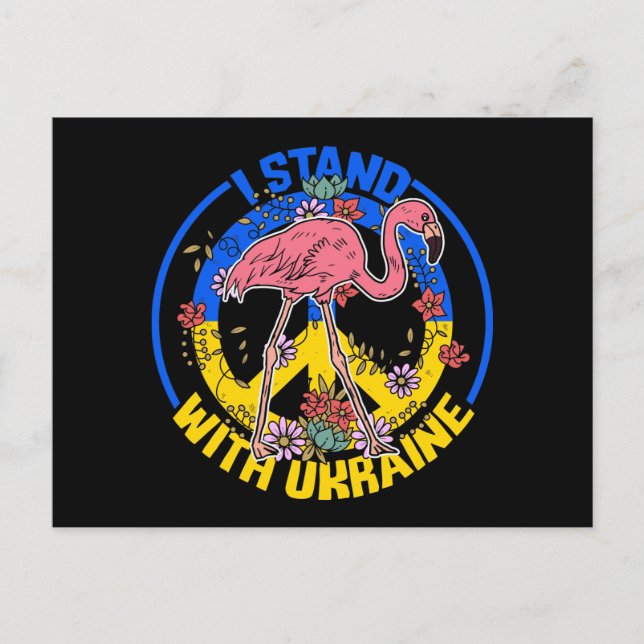 Postal Me Defiendo A Ucrania Floral Flamingo (Anverso)