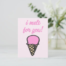 Postal Me derribo para ti - Cono romántico de helados