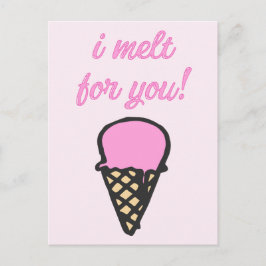 Postal Me derribo para ti - Cono romántico de helados