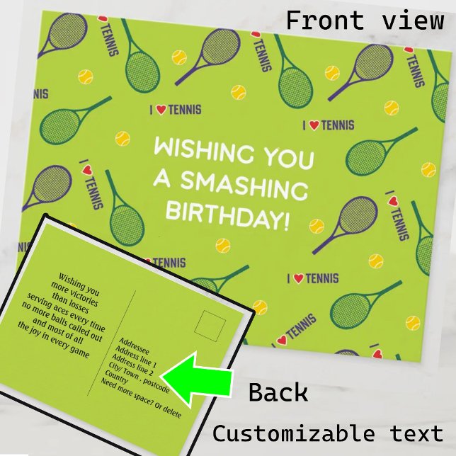 Postal 🎾 me 💚 el tenis Feliz Cumpleaños PostCard (Subido por el creador)