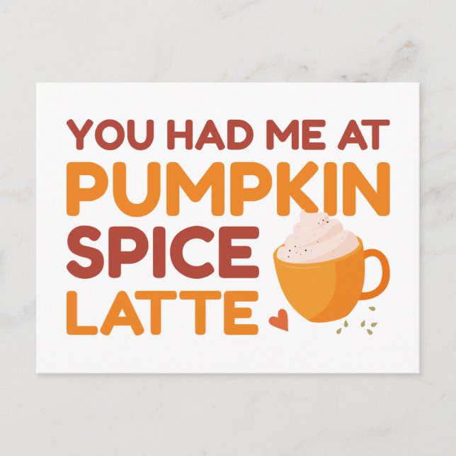 Postal Me enamoraste con el Latte de Especias de Calabaza (Anverso)