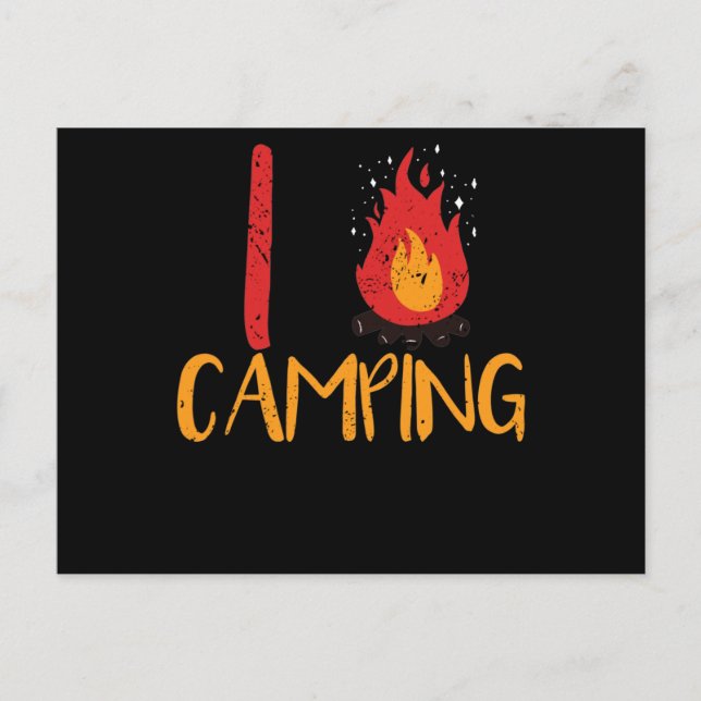 Postal Me encanta acampar Trekking Campfire Quemando calo (Anverso)