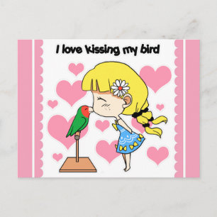 Postal Me encanta besar a mi pájaro personalizado lindo