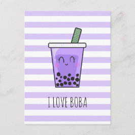 Postal Me encanta Boba Kawaii Bubble Tea Taro Ube Purple