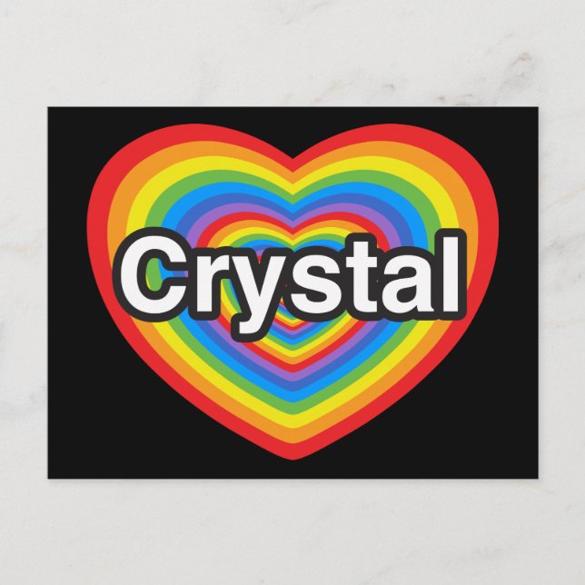Postal Me encanta Crystal. Te amo Crystal. Corazón (Anverso)