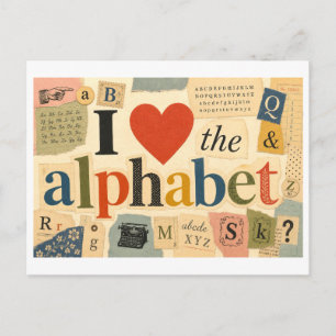 Postal "Me [encanta] el alfabeto"