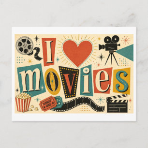 Postal "Me [encanta] el cine"