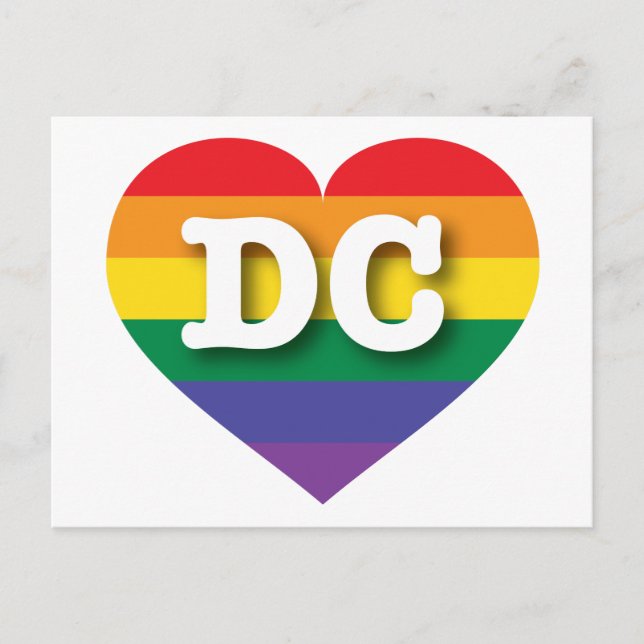 Postal Me encanta el corazón arcoiris de DC (Anverso)