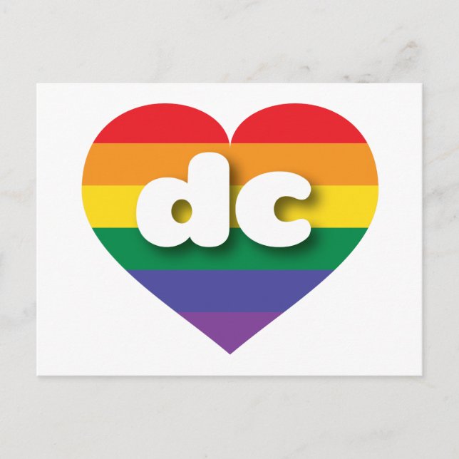 Postal Me encanta el corazón arcoiris de DC (Anverso)
