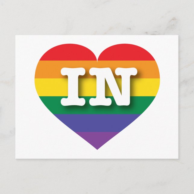 Postal Me encanta el corazón arcoiris de Indiana (Anverso)