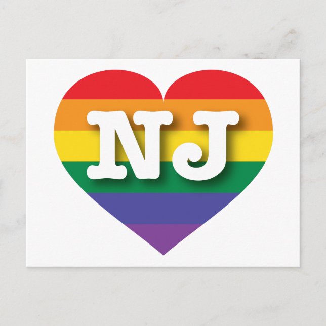 Postal Me encanta el corazón arcoiris de Nueva Jersey (Anverso)