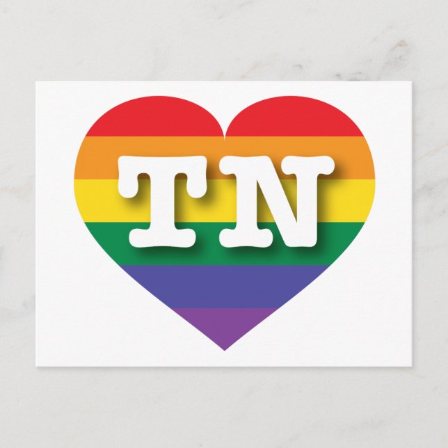 Postal Me encanta el corazón arcoiris de Tennessee (Anverso)
