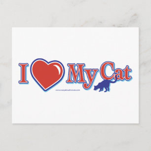 Postal Me encanta el corazón de mi gato