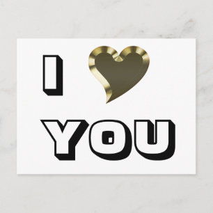 Postal Me encanta el corazón dorado moderno tipografía au