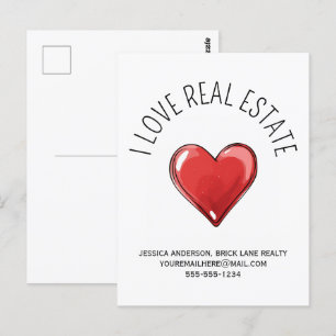 Postal Me encanta el corazón promocional inmobiliario