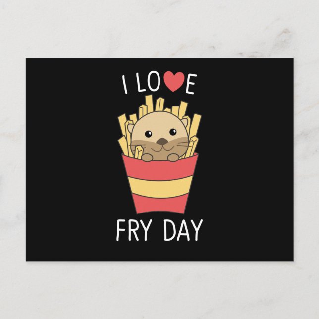 Postal Me encanta el Día de la Grasa Funny Otter Fries Fr
