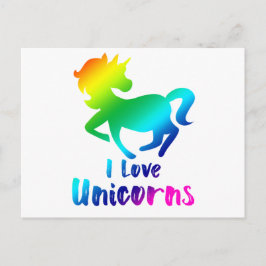 Postal Me encanta el diseño del arcoiris de Unicornios