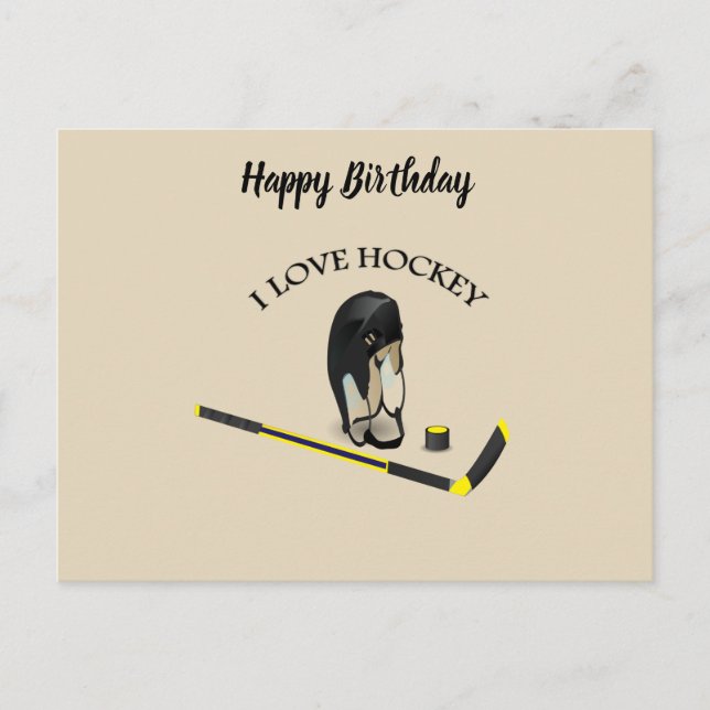 Postal Me encanta el diseño personalizado de hockey con p (Anverso)