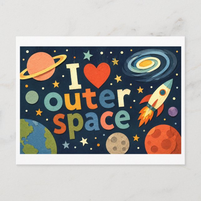 Postal "Me [encanta] el espacio exterior" (Anverso)