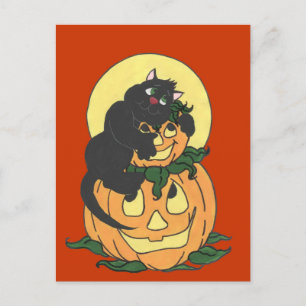 Postal Me encanta el gato de Halloween