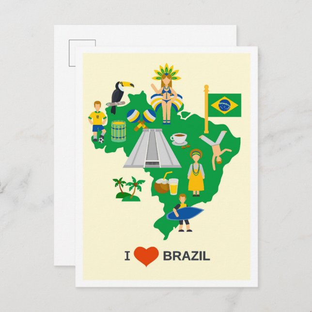 Postal Me encanta el Ilustracion de viajes de arte Art Vi (Anverso / Reverso)