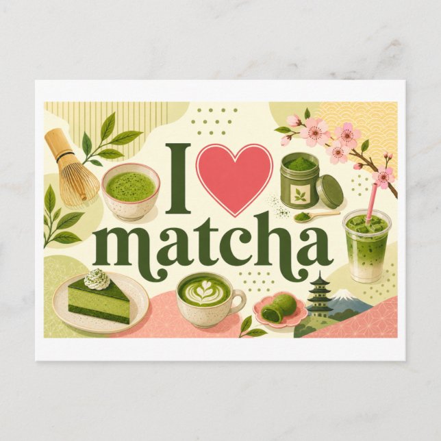 Postal "Me encanta el Matcha" (Anverso)