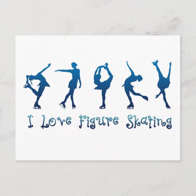 Postal Me encanta el patinaje artístico - azul (Anverso)