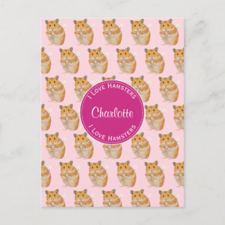 Postal Me encanta el patrón Hamsters Pink Hamster
