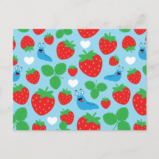 Postal Me encanta el patrón sin mar de las fresas (Anverso)