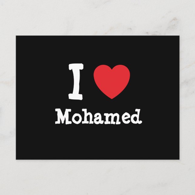 Postal Me encanta el personalizado de corazón de Mohamed  (Anverso)