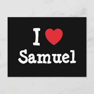 Postal Me encanta el personalizado del corazón de Samuel