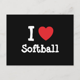 Postal Me encanta el personalizado del corazón de Softbal