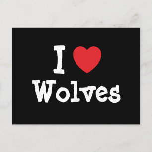Postal Me encanta el personalizado del corazón de Wolves