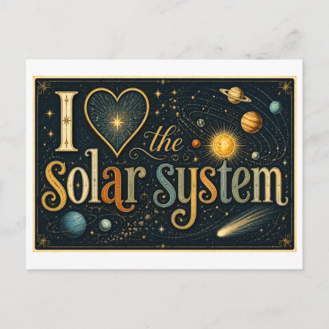 Postal "Me [encanta] el Sistema Solar" (Anverso)