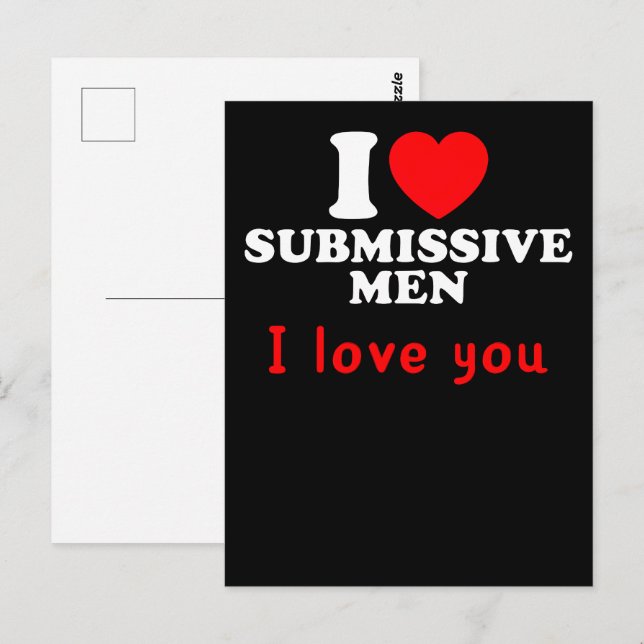 Postal Me Encanta El Tee De La Declaración Negrita Sumisa (Anverso / Reverso)