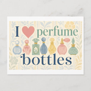 Postal "Me [encanta] frascos de perfume"