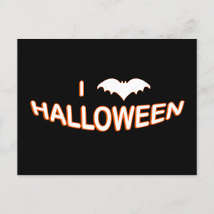 Postal Me encanta Halloween (Bat) Naranja White