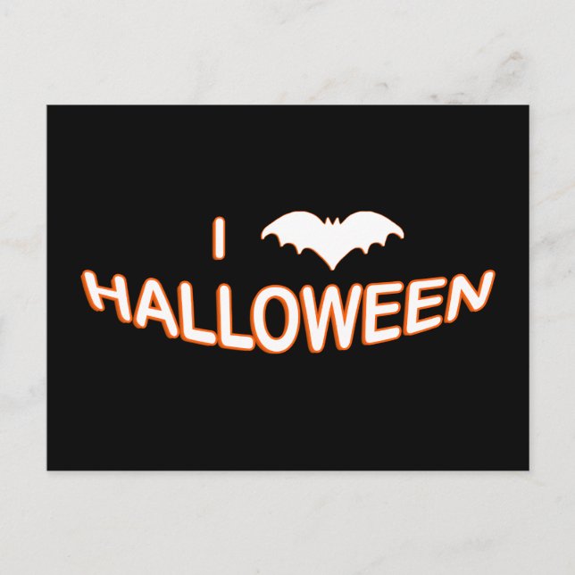 Postal Me encanta Halloween (Bat) Naranja White (Anverso)