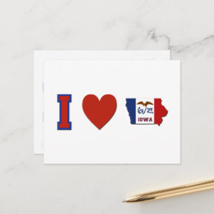 Postal Me Encanta La Bandera Del Estado En Forma De Iowa 