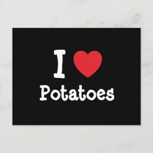 Postal Me encanta la camiseta de corazón de las papas