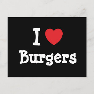 Postal Me encanta la camiseta del corazón de Burgers