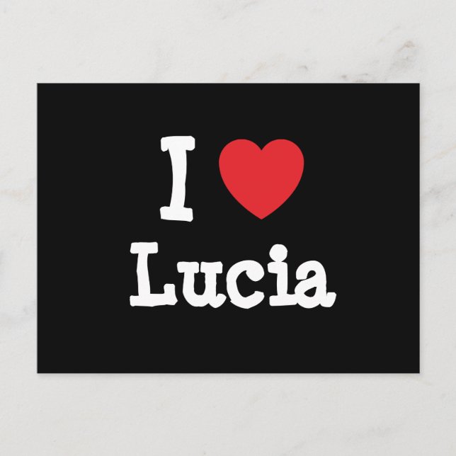 Postal Me encanta la camiseta del corazón de Lucia (Anverso)