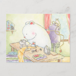 Postal Me encanta la costura de la acuarela del conejo de